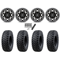 Tusk Terrabite 28x10-15 Radial Tires on Fuel Unit Matte Black Wheels