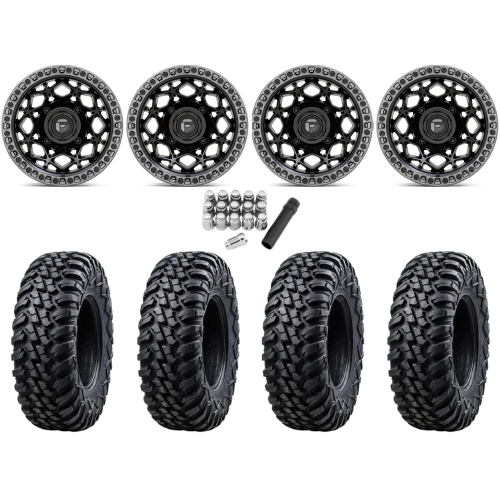 Tusk Terrabite 32x10-15 Radial Tires on Fuel Unit Matte Black Wheels