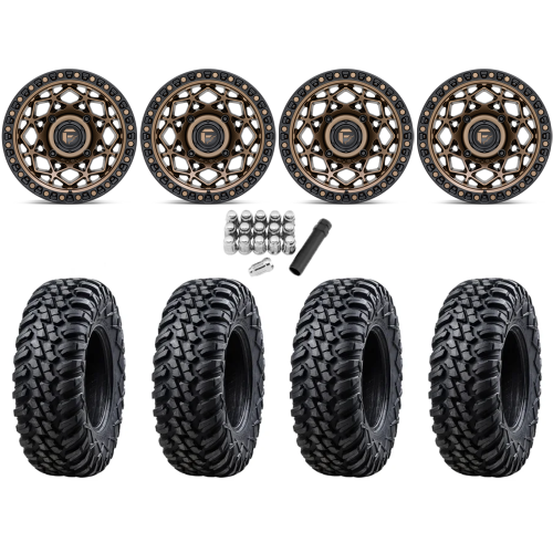 Tusk Terrabite 28x10-15 Radial Tires on Fuel Unit Matte Bronze Wheels