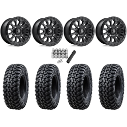 Tusk Terrabite 28x10-15 Radial Tires on Fuel Vector Matte Black Wheels