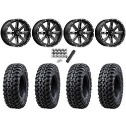 Tusk Terrabite 32x10-15 Radial Tires on MSA M41 Boxer Gloss Black Milled Wheels