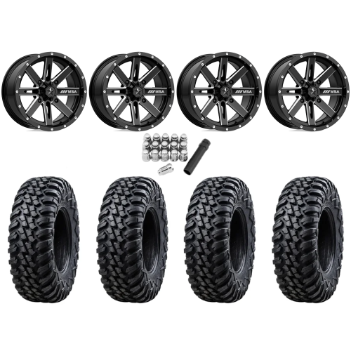 Tusk Terrabite 32x10-15 Radial Tires on MSA M41 Boxer Gloss Black Milled Wheels