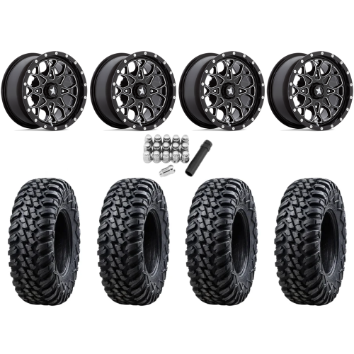 Tusk Terrabite 33x10-15 Radial Tires on MSA M45 Portal Gloss Black Milled Wheels