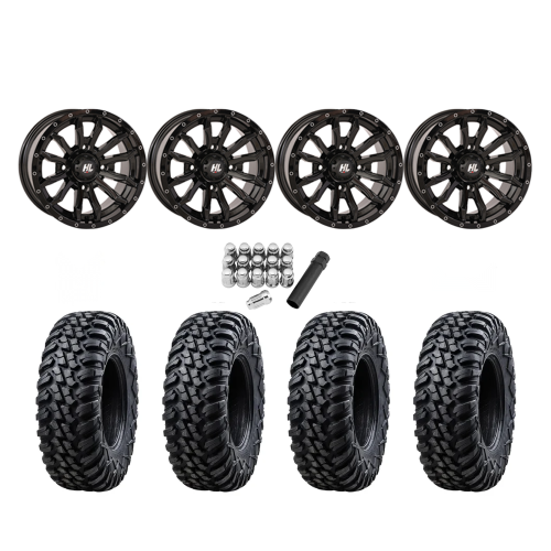 Tusk Terrabite 30x10-14 Radial Tires on HL21 Gloss Black Wheels