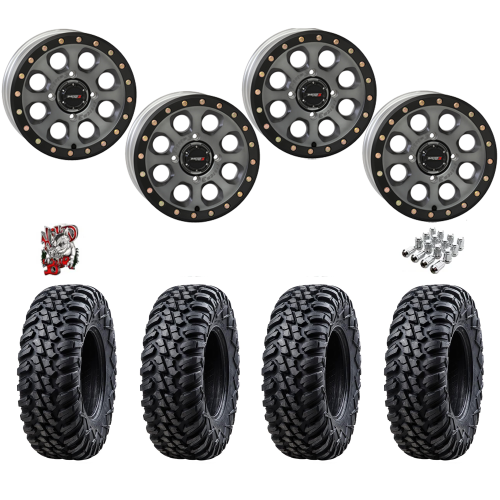 Tusk Terrabite 30x10-14 Radial Tires on SB-7 Matte Titanium Beadlock Wheels