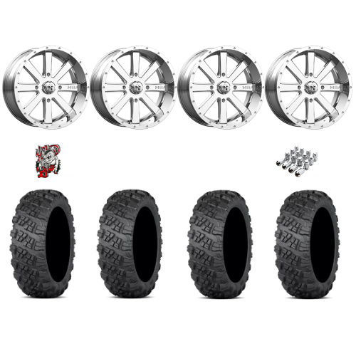 ITP Versa Cross V3 Tires 28x10-18 on MSA M34 Flash Chrome Wheels