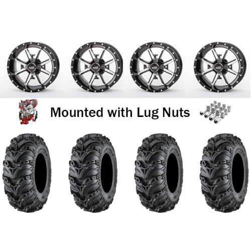 ITP Mud Lite II 2) 28x9-14 & 2) 28x11-14 Tires on Frontline 556 Machined Wheels