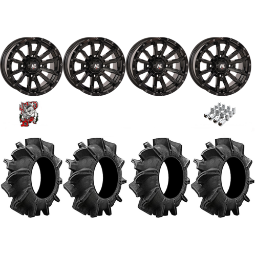 Assassinator Mud Tires 29.5x8-14 on HL21 Gloss Black Wheels