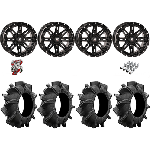 Assassinator Mud Tires 29.5x8-14 on HL22 Gloss Black Wheels