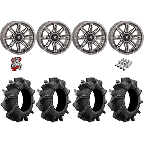 Assassinator Mud Tires 29.5x8-14 on HL22 Gunmetal Grey Wheels