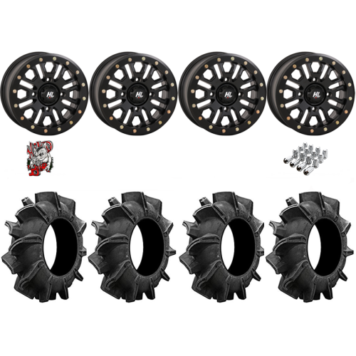 Assassinator Mud Tires 32x8-14 on HL23 Matte Black Beadlock Wheels