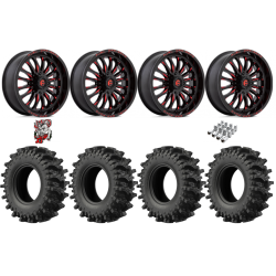 EFX MotoSlayer 40x10.5-24 Tires on Fuel Arc Gloss Black Milled Red Wheels