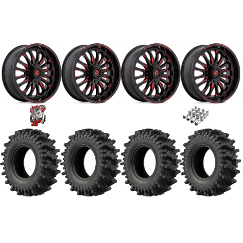 EFX MotoSlayer 33x9.5-22 Tires on Fuel Arc Gloss Black Milled Red Wheels