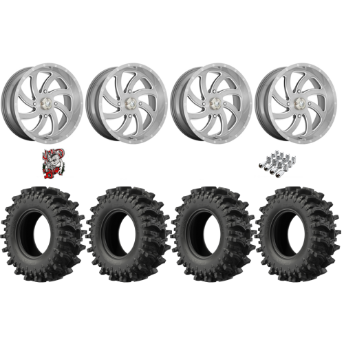 EFX MotoSlayer 40x10.5-24 Tires on MSA M36 Switch Brushed Titanium Wheels