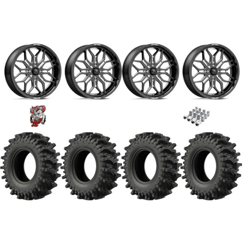 EFX MotoSlayer 40x10.5-24 Tires on MSA M47 Sniper Gloss Black Milled Wheels