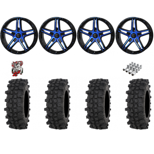 Frontline ACP 35x9.5-20 Tires on Frontline 505 Blue Tint Wheels