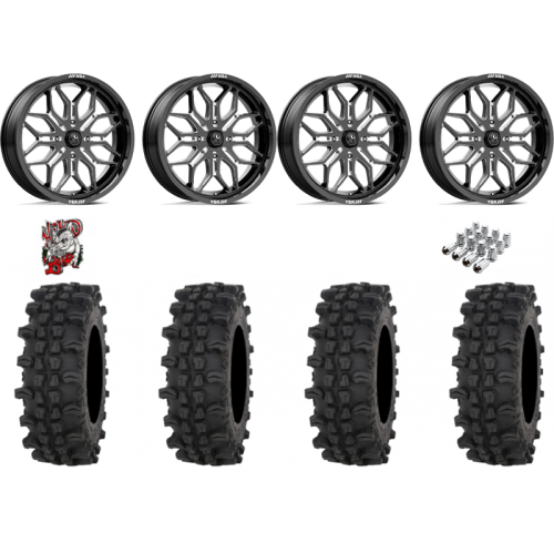 Frontline ACP 33x9.5-20 Tires on MSA M47 Sniper Gloss Black Milled Wheels