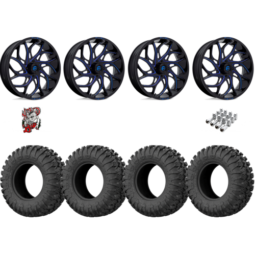 EFX Motoclaw 33x10-20 Tires on Fuel Runner Candy Blue Wheels