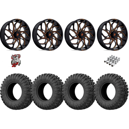 EFX Motoclaw 33x10-18 Tires on Fuel Runner Candy Orange Wheels