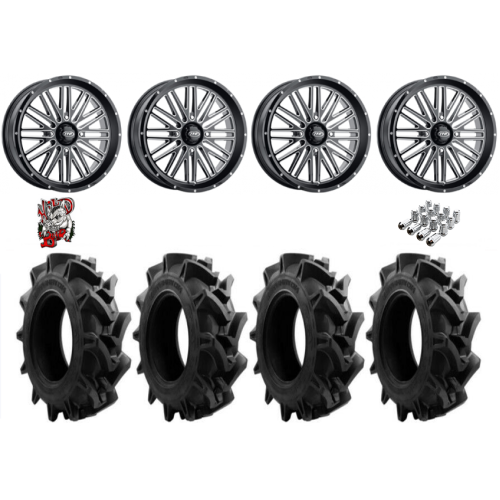 EFX Motohavok 32x8.5-18 Tires on ITP Momentum Gloss Black Milled Wheels