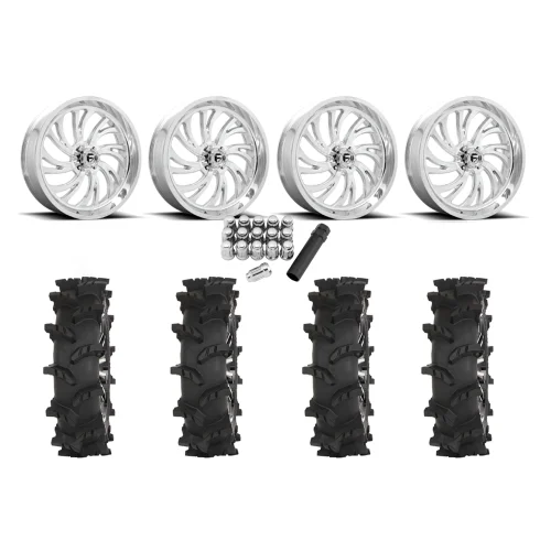 High Lifter Outlaw Max 37x10-22 Tires on Fuel Kompressor Polished Wheels