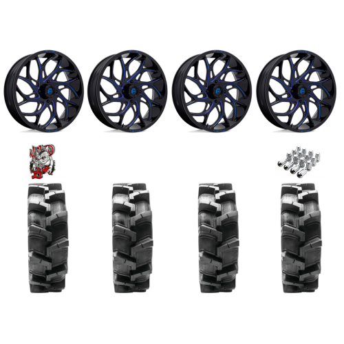 Quadboss QBT680 40x9.5-20 Tires on Fuel Runner Candy Blue Wheels