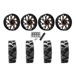 Quadboss QBT680 36x9.5-20 Tires on Fuel Runner Candy Orange Wheels