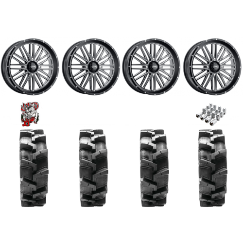 Quadboss QBT680 35x9.5-18 Tires on ITP Momentum Gloss Black Milled Wheels