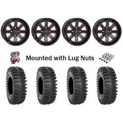 System 3 XT400 28x10-14 Tires on ST-4 Gloss Black with Red Tint Wheels