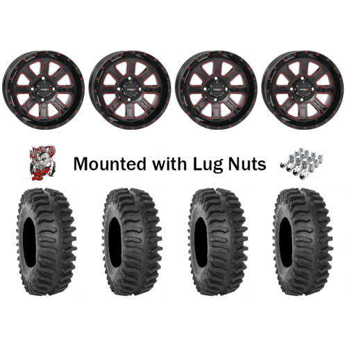 System 3 XT400 28x10-14 Tires on ST-4 Gloss Black with Red Tint Wheels