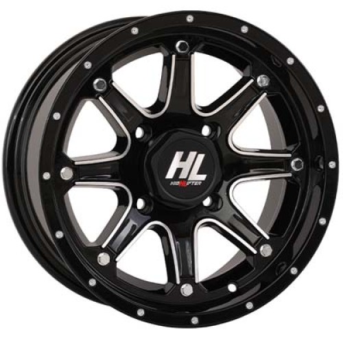 Assassinator Mud Tires 34x8-14 on HL4 Gloss Black Wheels