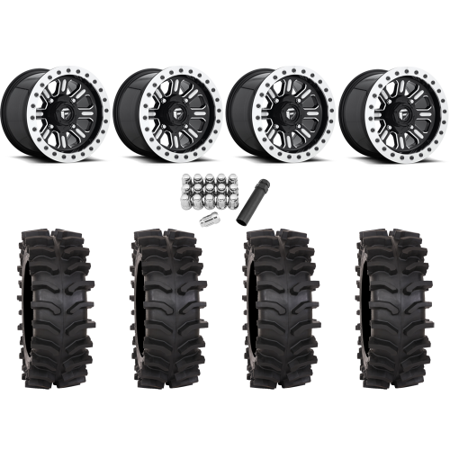 System 3 XT400W 32x12-15 Tires on Fuel Hardline Gloss Black Milled (15x10) Beadlock Wheels