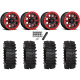 System 3 XT400W 30x12-15 Tires on Fuel Hardline Gloss Black with Candy Red (15x10) Beadlock Wheels