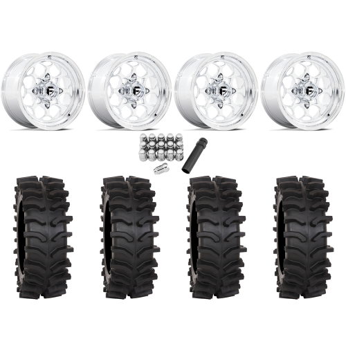 System 3 XT400W 30x12-15 Tires on Fuel Scepter Polished (15x10) Forged Wheels