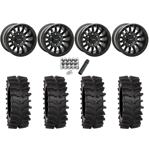 System 3 XT400W 30x12-15 Tires on SB-8 Matte Black (15x10) Beadlock Wheels