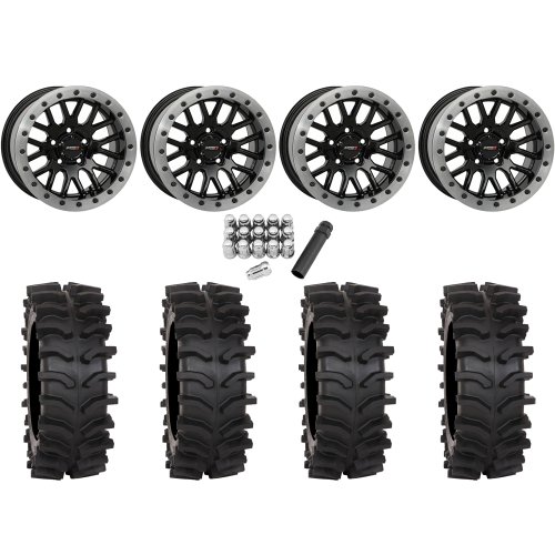 System 3 XT400W 33x12-15 Tires on SB-9 Gloss Black (15x9) Beadlock Wheels