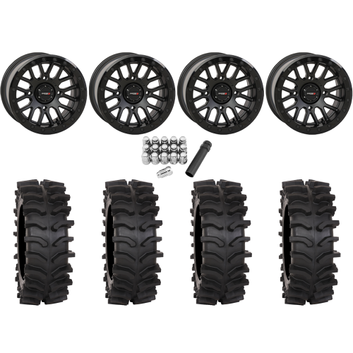 System 3 XT400W 30x12-15 Tires on SB-9 Matte Black (15x9) Beadlock Wheels