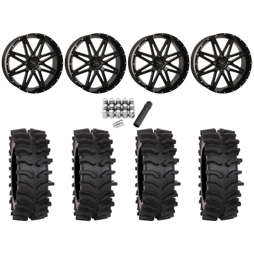 System 3 XT400W 40x12-24 Tires on ST-7 Gloss Black (24x9) Wheels