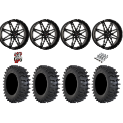 System 3 XT400W 35x12-24 Tires on ST-7 Gloss Black & Milled (24x9) Wheels