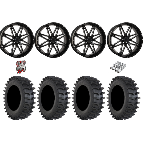 System 3 XT400W 40x12-24 Tires on ST-7 Gloss Black & Milled (24x9) Wheels