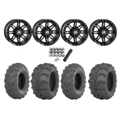 ITP Mud Lite XL 2) 25x10-12 & 2) 25x12-12 Tires on HL3 Gloss Black Wheels