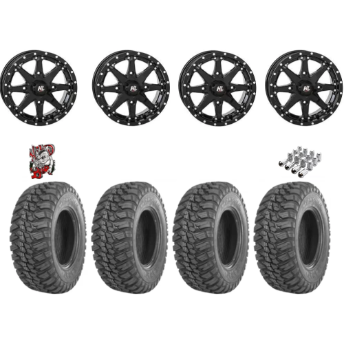 GBC Kanati Mongrel 30x10-15 Tires on High Lifter HL10 Gloss Black Wheels