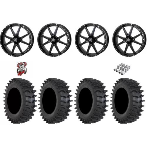 System 3 XT400W 35x12-24 Tires on Frontline 556 Gloss Black (24x9) Wheels