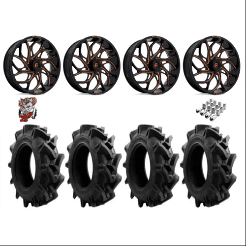 EFX Motohavok 35×8.5-22 Tires on Fuel Runner Candy Orange Wheels