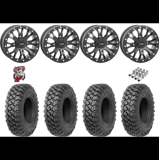 Valor Off-Road Alpha 32-10-15 Tires on SB-4 Matte Black Beadlock Wheels