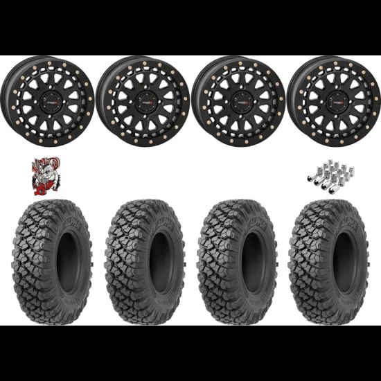 Valor Off-Road Alpha 32-10-15 Tires on SB-6 Matte Black Beadlock Wheels