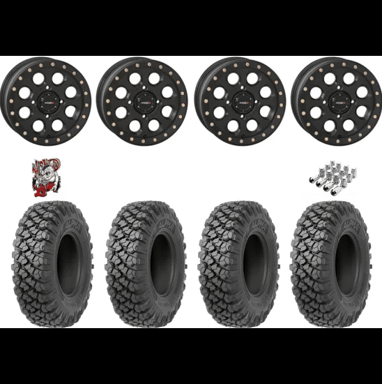 Valor Off-Road Alpha 32-10-15 Tires on SB-7 Matte Black Beadlock Wheels