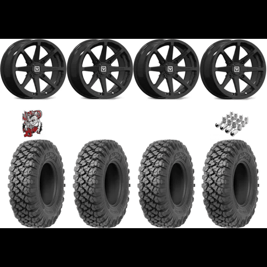 Valor Off-Road Alpha 32-10-15 Tires on V01 Gloss Black Wheels