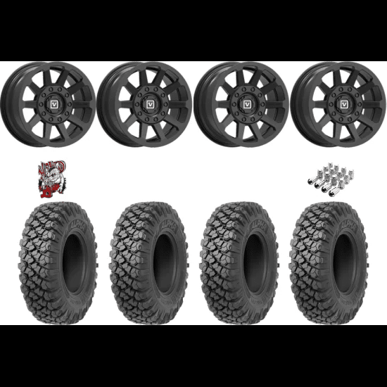 Valor Off-Road Alpha 32-10-15 Tires on V02 Satin Black Wheels