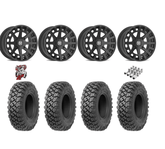 Valor Off-Road Alpha 35-10-15 Tires on V02 Satin Black Wheels